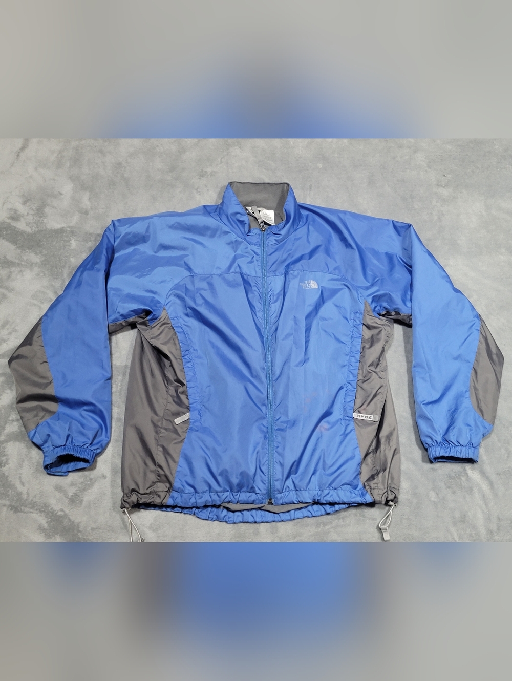 The North Face Stow Pocket Blue Gray Womens Windbreaker Jacket Sz XL